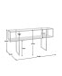 Фото #3 товара Iron Console Table with Glass Top and Wooden Shelf