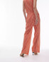 Фото #4 товара Topshop co ord stripe plisse wide leg trouser in red