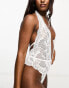 Фото #4 товара Bluebella Elodie bridal halter neck lace body in white