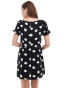 Фото #2 товара ASOS DESIGN puffed sleeve mini tee dress with tie waist & wrap in mono spot