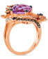 ფოტო #2 პროდუქტის Crazy Collection® Multi-Gemstone (4-3/8 ct. t.w.) & Diamond (5/8 ct. t.w.) Swirl Flower Statement Ring in 14k Rose Gold