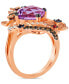 Фото #2 товара Crazy Collection® Multi-Gemstone (4-3/8 ct. t.w.) & Diamond (5/8 ct. t.w.) Swirl Flower Statement Ring in 14k Rose Gold