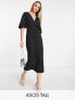 Фото #1 товара ASOS DESIGN Tall pleated blouson midi dress in black