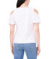 ფოტო #2 პროდუქტის Petite Knit Eyelet Cold-Shoulder Top