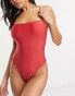 Brave Soul square neck swimsuit in red