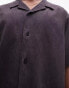 Topman oversized fit button through jersey polo in washed black