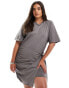 Фото #1 товара In The Style Plus wrap tie side mini t-shirt dress in charcoal