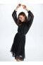 Фото #1 товара Платье женское LC WAIKIKI Classic Midi Длинное С круглым воротником и кемпинированным поясом