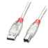 Lindy USB 2.0 cable type A/B - tranparent - 2m - 2 m - USB A - USB B - USB 2.0 - 480 Mbit/s - Transparent