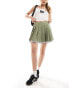 Фото #2 товара Miss Selfridge tailored poplin layer pleated mini skirt in khaki