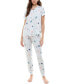 ფოტო #3 პროდუქტის V-Neck T-Shirt & Jogger Pants Pajama Set