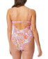 Фото #2 товара Jessica Simpson Women's Straight Neck One Piece Swimsuit, Mandarin Multi, XL