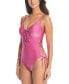 Фото #1 товара Women's Shimmer Lace-Up One-Piece Swimsuit, Created for Macy's