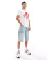 Фото #4 товара HUGO Red dikobra t-shirt in white with red placement animal print