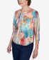ფოტო #3 პროდუქტის Sedona Sky Women's Spliced Floral Brushstroke Stripes Top