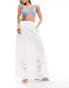 ONLY embroidered tiered maxi skirt in white Белый, M - EU 38 - фото #1