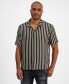 Men's Short Sleeve Button-Down Panama Stripe Shirt Черный, L - фото #1