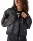 ფოტო #1 პროდუქტის Women's Skyline Organza Faux-Leather Bomber Jacket