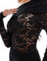 Murci exclusive lace bardot top and maxi skirt set in black