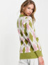 Фото #2 товара Neon Rose oversized cardigan in argyle knit co-ord