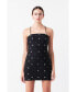 Фото #2 товара Women's Sequins Floral Embroidery Mini Dress