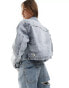 Фото #4 товара Miss Selfridge crop denim biker jacket in blue acid wash