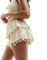 Фото #1 товара ASOS DESIGN pom pom trim rara shorts in stone