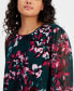 Plus Size Floral Print Mixed-Media Top