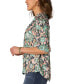 ფოტო #3 პროდუქტის Petite Printed Ruffled 3/4-Sleeve Top