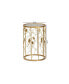 Фото #6 товара Anaya Modern and Contemporary Glam 23.6" Brushed Finished Metal and Glass Leaf Accent End Table