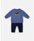 Baby Boys Baby Quilted Sweatshirt And Fleece Pant Set Blue