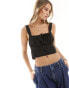 Cotton On lace trim prarie crop top in black