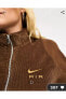 Kahverengi Nike Air Fitilli Kadife Tam Fermuarlı Ceket DQ6928-259