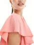 Фото #3 товара Little Mistress lace detail midaxi flutter sleeve dress in coral