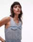 Фото #4 товара Topshop denim sleeveless maxi dress in bleach