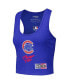 ფოტო #3 პროდუქტის Women's Royal Chicago Cubs Fast Lane Fitted Tri-Blend Cropped Tank Top