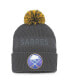 Фото #1 товара Men's Charcoal Buffalo Sabres Authentic Pro Home Ice Cuffed Knit Hat with Pom