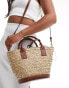 Mango woven bucket crossbody bag in brown