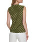ფოტო #2 პროდუქტის Women's Dot-Print Twist-Front Sleeveless Shirt