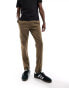 ASOS DESIGN slim washed chino in dark khaki