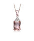 Фото #1 товара 18k Rose Gold Plated with Morganite & Cubic ZIrconia Cluster Vintage Pendant Necklace in Sterling Silver