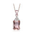 ფოტო #1 პროდუქტის 18k Rose Gold Plated with Morganite & Cubic ZIrconia Cluster Vintage Pendant Necklace in Sterling Silver