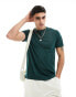 ASOS DESIGN t-shirt in dark green with back neck text print