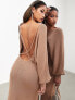 Фото #3 товара ASOS EDITION backless long sleeve knitted midi dress in mocha