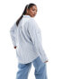 Vero Moda Curve oversized shirt in blue and white stripe