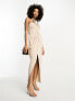 Фото #7 товара ASOS DESIGN twist halter maxi dress pencil in taupe