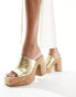 Фото #1 товара South Beach cork heeled mules in gold