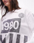 Фото #3 товара Topshop graphic long sleeve 1980 sporty skater tee in white