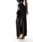 Фото #3 товара ASOS DESIGN co-ord maxi skirt with extreme split and bow detail in black