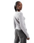 In The Style ribbed knit button through fitted cardigan in grey